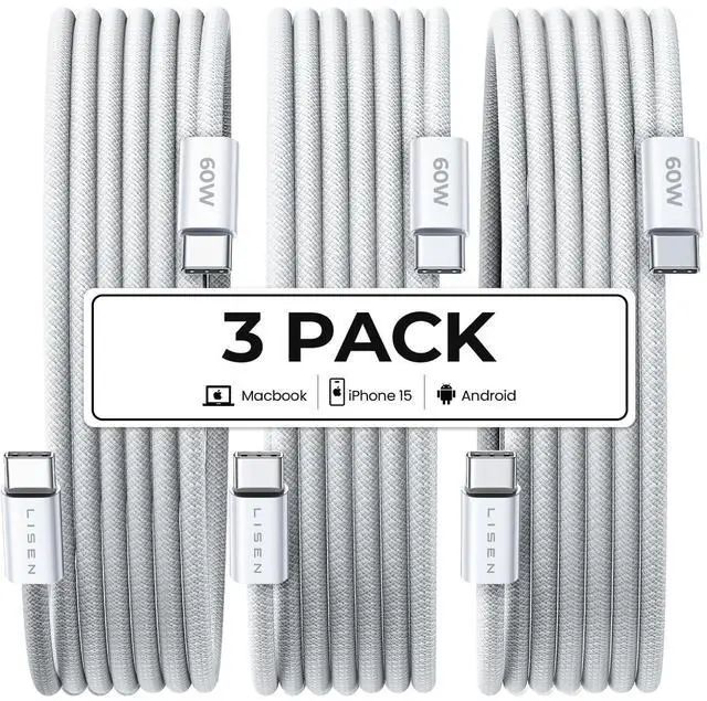 Main image of _Mega BrandiPhone 16 15 USB C to USB C Fast Charging, 60W USB C Cable Type C Fast Charging Cable for iPhone 16 15,Samsung Galaxy S25 Ultra Plus S24 S23 iPad Pro 13 12.9inch, iPad Air 5,White 3Pack 6FT