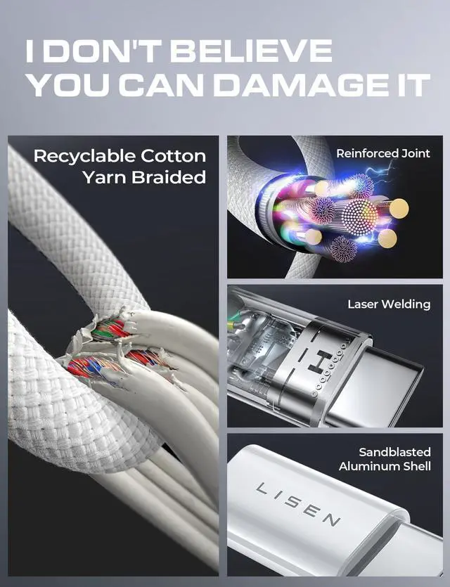 Alt view image 5 of 7 - _Mega BrandiPhone 16 15 USB C to USB C Fast Charging, 60W USB C Cable Type C Fast Charging Cable for iPhone 16 15,Samsung Galaxy S25 Ultra Plus S24 S23 iPad Pro 13 12.9inch, iPad Air 5,White 3Pack 6FT