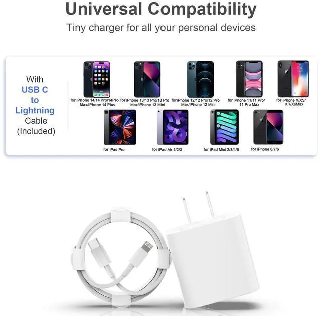 Alt view image 6 of 7 - USB C Fast Charger, 3 Pack 20W USB-C Power Adapter with 3 Pack 6FT Type C to Lightning Cable for iPhone 14/13 Pro/13/12/12 Mini/12 Pro Max/11 Pro