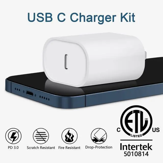 Alt view image 3 of 7 - i Phone Charger Fast Charging, MFi Certified, 20W USB C Block with 6Ft Charging Cable for i Phone 14/13/12/11/Xs/8, i Pad and More [2 Pack]