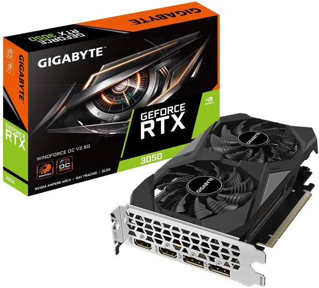 Main image of _Mega Brand GeForce RTX 3050 WINDFORCE OC V2 6G Graphics Card, 2X WINDFORCE Fans, 6GB GDDR6 96-bit GDDR6, GV-N3050WF2OCV2-6GD Graphics Card