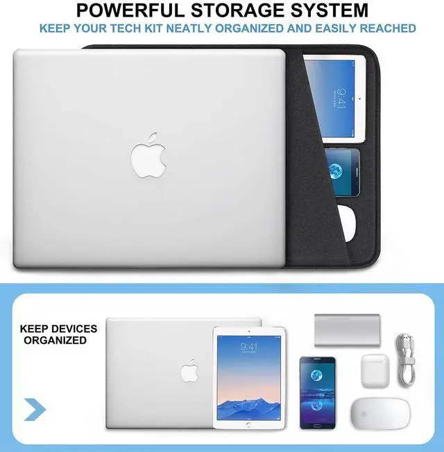 Alt view image 2 of 7 - Laptop Case 15.6 inch, Shockproof Protective Computer Sleeve Cover with Accessories Pocket, Water Resistant Traveling Carrying Laptop Bag Compatible for MacBook Dell HP Acer Asus Lenovo, Black