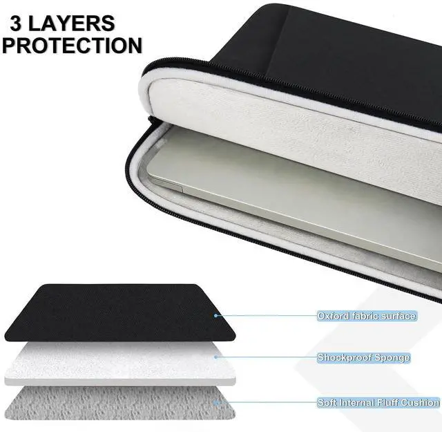 Alt view image 3 of 7 - Laptop Case 15.6 inch, Shockproof Protective Computer Sleeve Cover with Accessories Pocket, Water Resistant Traveling Carrying Laptop Bag Compatible for MacBook Dell HP Acer Asus Lenovo, Black