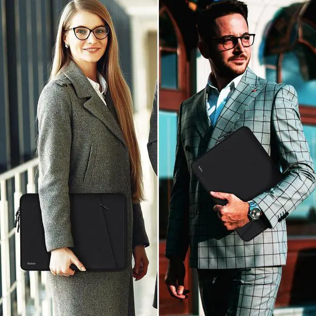 Alt view image 7 of 7 - Laptop Case 15.6 inch, Shockproof Protective Computer Sleeve Cover with Accessories Pocket, Water Resistant Traveling Carrying Laptop Bag Compatible for MacBook Dell HP Acer Asus Lenovo, Black