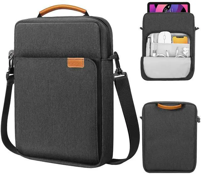 Main image of _Mega Brand Tablet Sleeve Bag Handle Carrying Case with Shoulder Strap Fits iPad Pro 11 inch,iPad 10th 10.9,iPad 9/8/7th Generation 10.2,iPad Air 5/4th 10.9,iPad 9.7,Tab S8/S9 11", Black & Gray