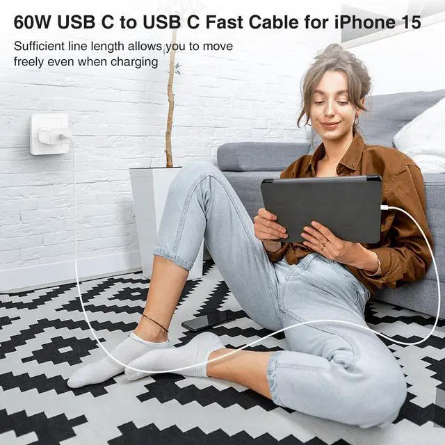 Alt view image 6 of 7 - _Mega Brand Block and 10ft Type C to C Cable Cord Long, 20W USB C Fast Charging Plug for Apple iPhone 17 Pro Max/17 Air/16 Pro Max/16 Plus/15 Pro/15/AirPods/iPad/Mini Wall Cube Brick Box