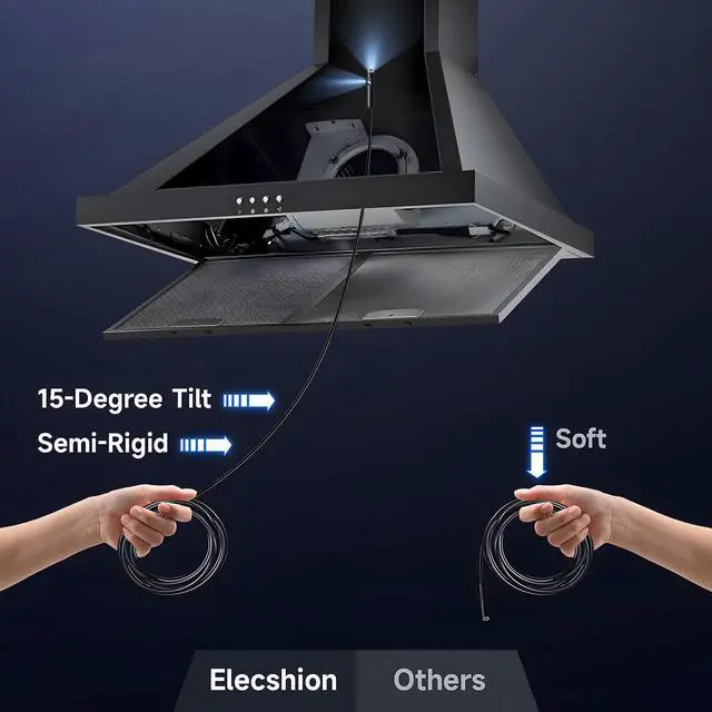 Alt view image 3 of 7 - Endoscope Camera with Light, 1920P HD Borescope with 8+1 Adjustable LED Lights, IP67 Waterproof 16.5FT Semi-Rigid Snake Cord Inspection Camera for iPhone, iPad and Android Phone (Type C)