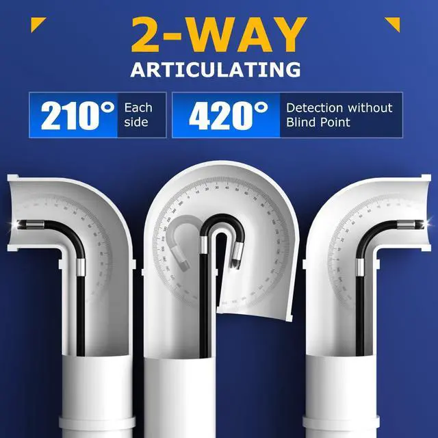 Alt view image 2 of 6 - Two-Way Articulating Borescope with Light,  Industrial Endoscope with Snake Scope Camera, Borescope Inspection Camera with Light for Automotive & Aircraft Mechanics, 5.5FT