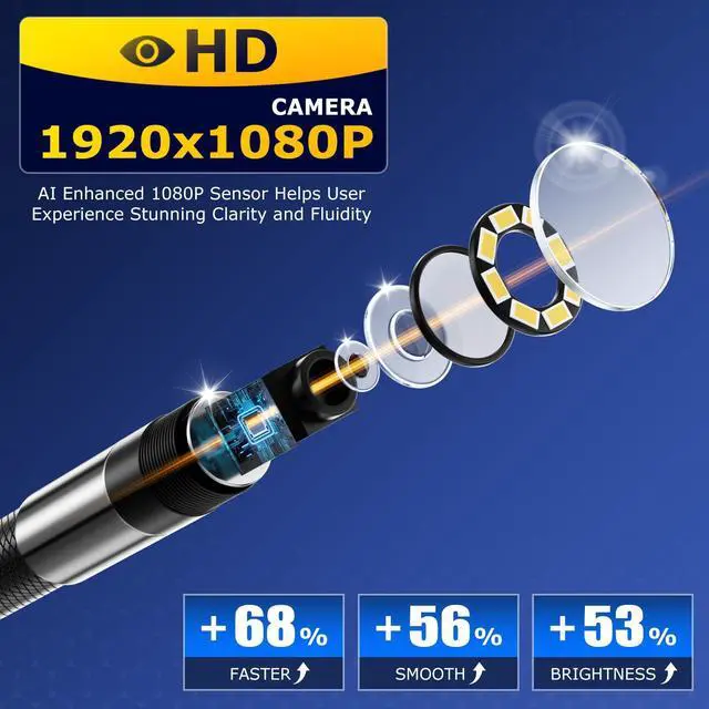 Alt view image 5 of 6 - Two-Way Articulating Borescope with Light,  Industrial Endoscope with Snake Scope Camera, Borescope Inspection Camera with Light for Automotive & Aircraft Mechanics, 5.5FT