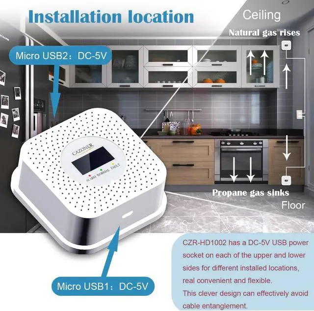 Alt view image 4 of 7 - _Mega Brand Gas Leak Detector, Natural Gas Detectors, USB Plug-in Propane Gas Alarm, Combustible & Explosive Gas Alarm for RV, Kitchen, Home Safety, Methane, LNG, LPG Monitor, 10-Year Lifespan, White