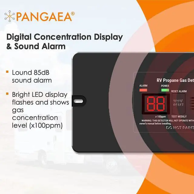 Alt view image 3 of 7 - _Mega Brand Digital RV Propane Gas Detector with 85dB Loud Alarm, DC 12V, for Trailer, Motorhome, Motorcoach (Flush Mount - Black)