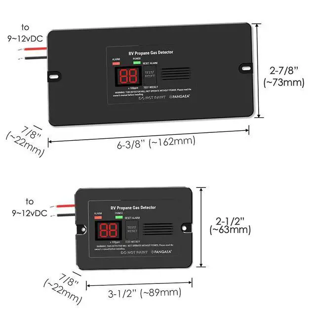 Alt view image 5 of 7 - _Mega Brand Digital RV Propane Gas Detector with 85dB Loud Alarm, DC 12V, for Trailer, Motorhome, Motorcoach (Flush Mount - Black)