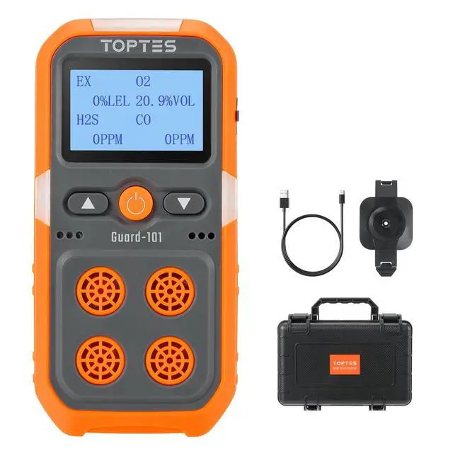 Main image of _Mega Brand Guard-101 Gas Detector, 4 Gas Monitor for H2S, CO, LEL and O2, with Vibration, Visual and Audible Alarms, 14h Long Battery Life, Safety Explosion-Proof, for Work, Home - Orange