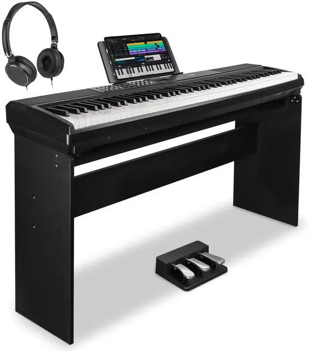 Main image of 88 Keys Weighted Keyboard Piano with Stand & Sustain Pedal, Hammer-Action Digital Piano, Full-size Electric Piano Keyboard Supports USB-MIDI/Wireless Connect, 15W×2 Built-In Speakers, SDP-120