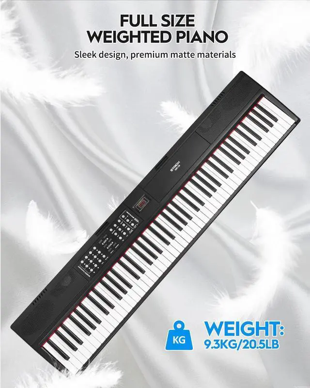 Alt view image 4 of 7 - 88 Keys Weighted Keyboard with Sustain Pedal, Hammer-Action Digital Piano, 2x15W Built-In Speakers, Full-size Electric Piano Keyboard Supports USB-MIDI/Wireless Connect, SDP-120