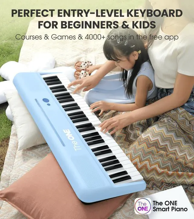 Alt view image 3 of 7 - _Mega Brand Smart Keyboard COLOR 61 Keys Piano Keyboard, Music Keyboard with 256 Timbres, 64 Polyphony, 2 Speakers, Built-in LED Lights and Free Apps (Blue)