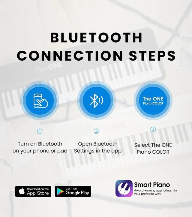 Alt view image 7 of 7 - _Mega Brand Smart Keyboard COLOR 61 Keys Piano Keyboard, Music Keyboard with 256 Timbres, 64 Polyphony, 2 Speakers, Built-in LED Lights and Free Apps (Blue)