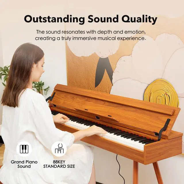 Alt view image 2 of 7 - Digital Piano 88 Key Weighted Keyboard,Full-Size Desk Progressive Hammer-Action Electric Piano For Beginners, With Sheet Music Stand, Pedal,Power Adapter, Headphone Mode, Usb-Midi