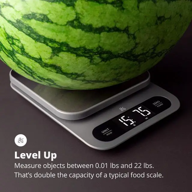 Alt view image 2 of 6 - _Mega Brand High Capacity Kitchen Scale, 10kg/22lb Capacity Food Scale for Bulk Cooking & Baking, Touch Controls, Hi-Def LCD, Stainless Steel Platform, Precise to 1g