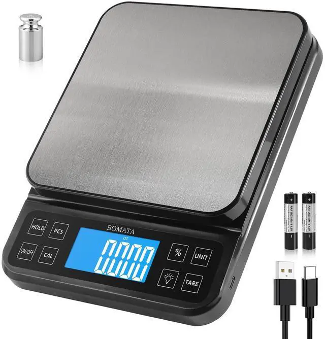 Main image of _Mega Brand Large Kitchen Scale with 0.1g/0.001oz High Precision, 5kg/11lb Bakery Scale with% Percentage Function, USB Rechargeable, Full-View Angle LCD with Backlight, Stainless Steel Pan