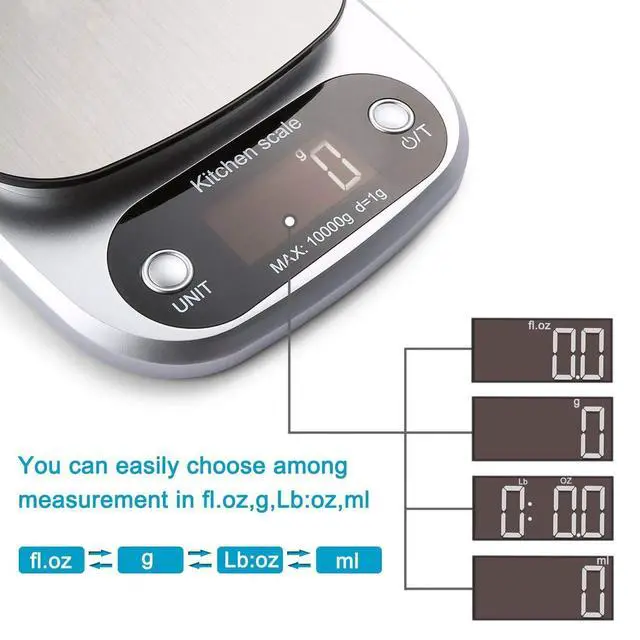 Alt view image 2 of 5 - _Mega Brand Food Scale 22lb Weight Grams, Digital Kitchen Scales and Ounces for Cooking, Baking