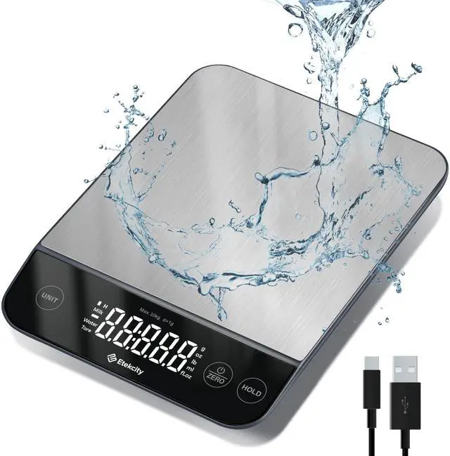 Main image of _Mega Brand Digital Food Kitchen Scale, Grams and Oz for Weight Loss, Baking and Cooking, 0.05oz/1g Precise Graduation,5 Weight Units, IPX6 Waterproof, USB Rechargeable,304 Stainless Steel-Silver,
