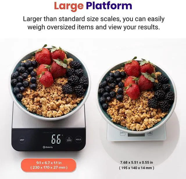 Alt view image 2 of 7 - _Mega Brand Digital Food Kitchen Scale, Grams and Oz for Weight Loss, Baking and Cooking, 0.05oz/1g Precise Graduation,5 Weight Units, IPX6 Waterproof, USB Rechargeable,304 Stainless Steel-Silver,