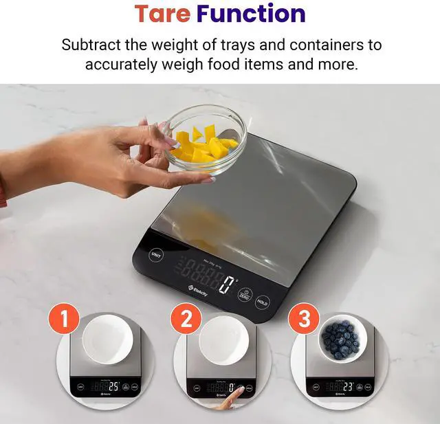 Alt view image 7 of 7 - _Mega Brand Digital Food Kitchen Scale, Grams and Oz for Weight Loss, Baking and Cooking, 0.05oz/1g Precise Graduation,5 Weight Units, IPX6 Waterproof, USB Rechargeable,304 Stainless Steel-Silver,