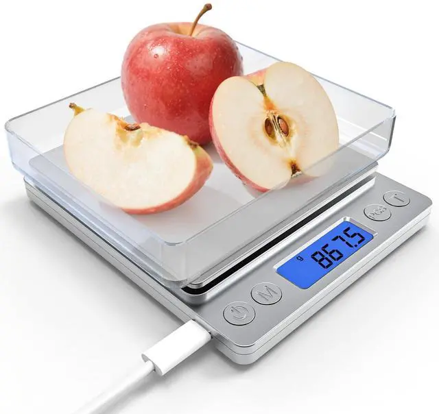 Alt view image 3 of 6 - _Mega Brand Digital Food Scale with Gram and Ounce, Measuring Range 0.1g/3kg(6.6lb), Smart Kitchen Scale for Food, Baking, Cooking, Sourdough Bread, Weight Loss - Small Kitchen Gadget Product