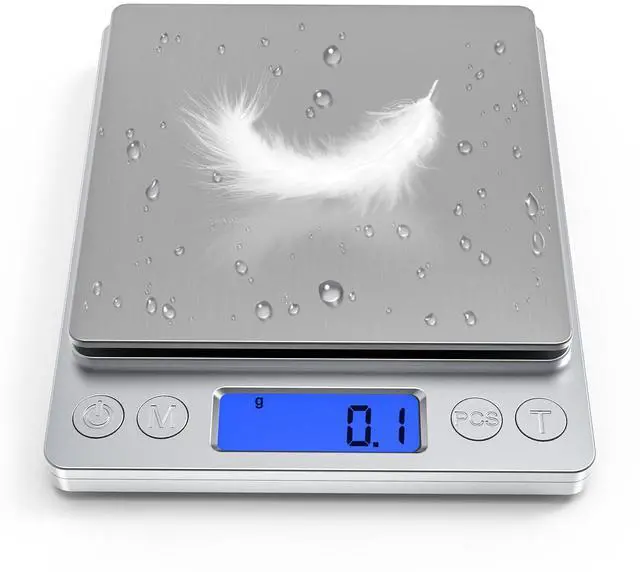 Alt view image 2 of 6 - _Mega Brand Digital Food Scale with Gram and Ounce, Measuring Range 0.1g/3kg(6.6lb), Smart Kitchen Scale for Food, Baking, Cooking, Sourdough Bread, Weight Loss - Small Kitchen Gadget Product