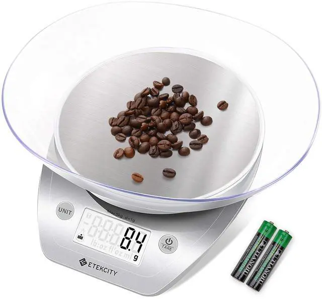 Main image of _Mega Brand 0.1g Food Kitchen Scale, Bowl, Digital Grams and Ounces for Weight Loss, Dieting, Baking, Cooking, and Meal Prep, 11lb/5kg, Stainless Steel Silver