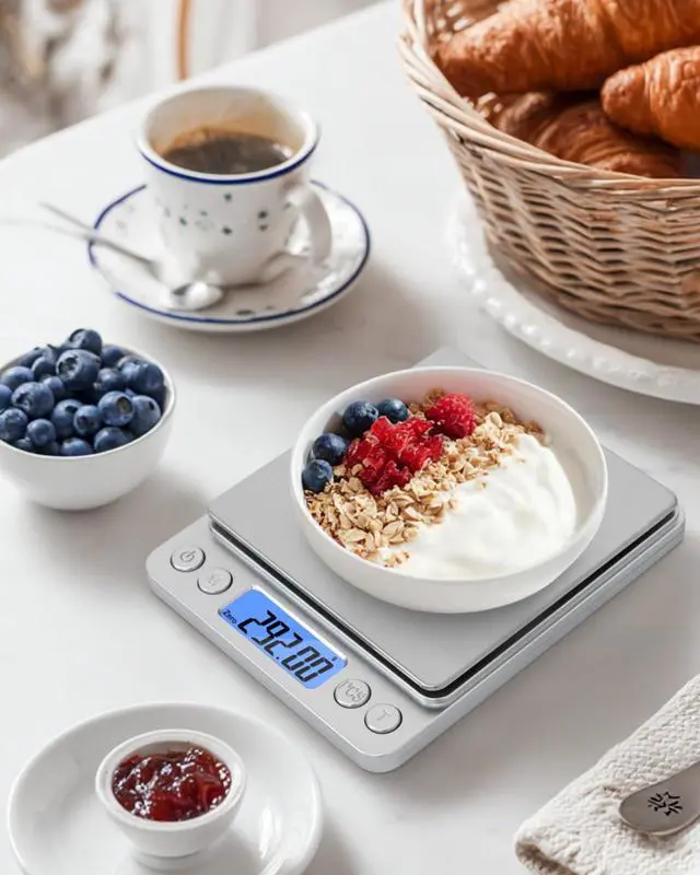 Alt view image 2 of 7 - _Mega Brand Gram Scale 500g x 0.01g Precision, Digital Mini Pocket Size Portable Scale with Two Trays Nine Units, LCD Display Stainless Steel Platform for Weighing Jewelry Cooking Baking