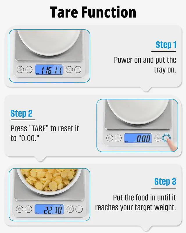 Alt view image 5 of 7 - _Mega Brand Gram Scale 500g x 0.01g Precision, Digital Mini Pocket Size Portable Scale with Two Trays Nine Units, LCD Display Stainless Steel Platform for Weighing Jewelry Cooking Baking