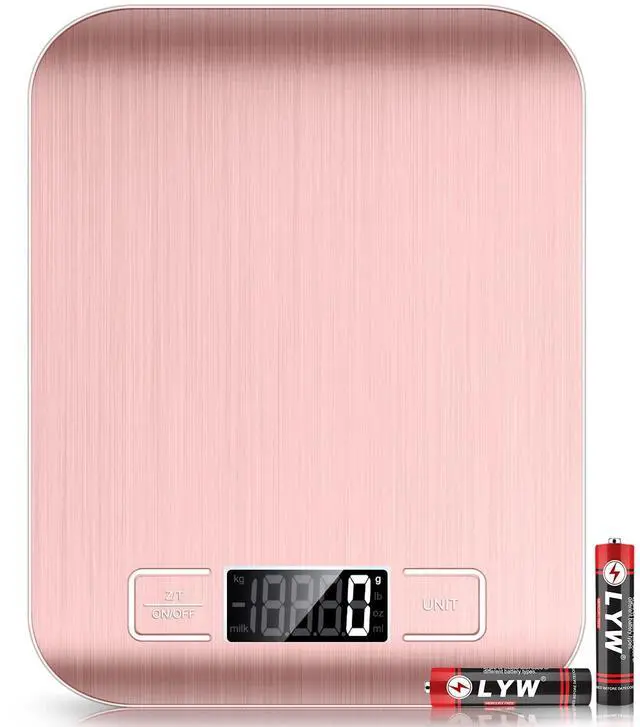 Main image of Food Scale Pink, 10kg/22lb Digital Kitchen Scale Weight Grams and Oz for Baking and Cooking, 1g/0.1oz Precise Graduation, Easy Clean Stainless Steel