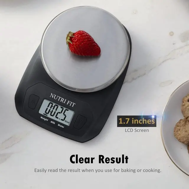 Alt view image 6 of 7 - _Mega Brand Digital Food Scale Small Kitchen Scales Weight in Grams and OZ for Cooking Baking Weight Loss, Stainless Steel Tare & Backlit LCD Display, Black