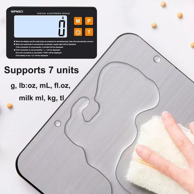 Alt view image 4 of 7 - _Mega Brand MagiCling Split Smart Food Kitchen Scale 1g Precision, 22lb/7 Units, Detachable Magnetic Display & Ultra-Slim 14mm Design for Weight Loss, Baking, Cooking, Dieting, Meal Prep