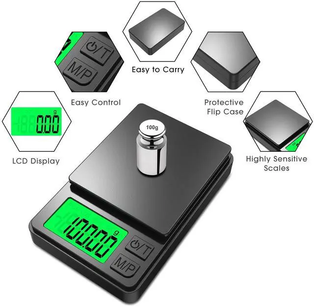 Alt view image 5 of 7 - _Mega Brand Pocket Scale, 1000g x 0.01g Precision Gram Scale, Small Digital Scale Grams Ounces Grains, Kitchen Scale, Jewelry Scale for Gold, Gem, Coffee, Herb, Great for Travel Food Scale