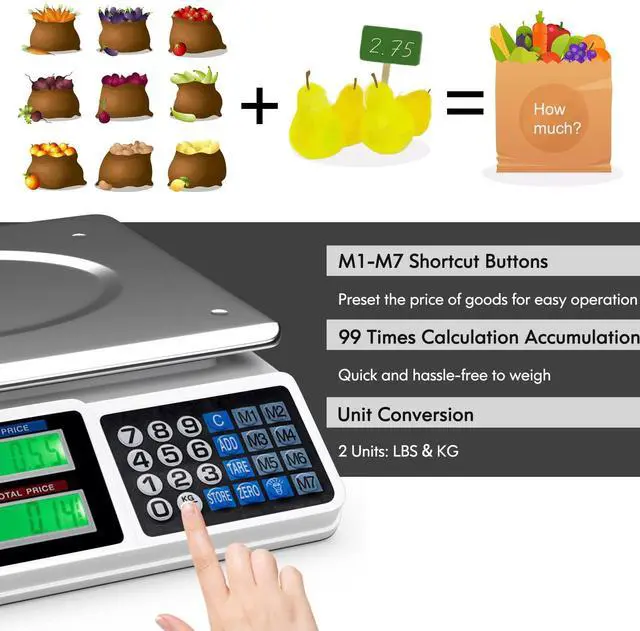 Alt view image 3 of 7 - _Mega Brand 66 LB Deli Scale Price Computing Commercial Food Produce Electronic Counting Weight (Silver)