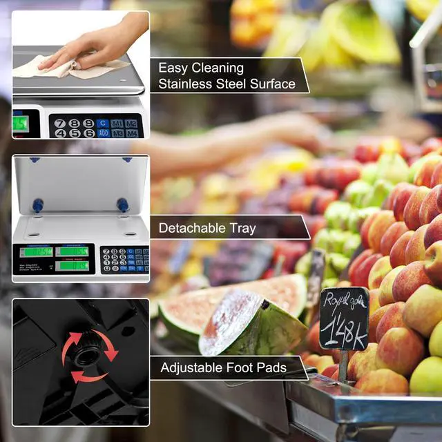 Alt view image 6 of 7 - _Mega Brand 66 LB Deli Scale Price Computing Commercial Food Produce Electronic Counting Weight (Silver)