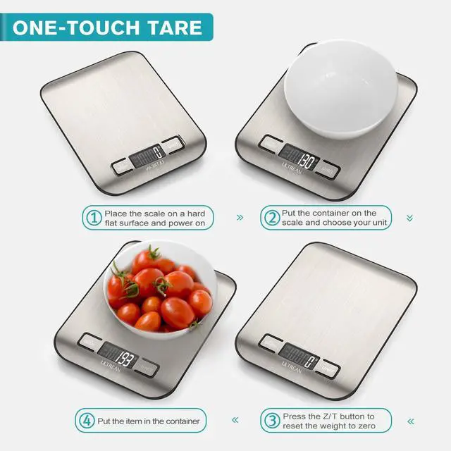 Alt view image 5 of 7 - _Mega Brand Food Scale, Digital Kitchen Scale Weight Grams and Ounces for Baking Cooking and Meal Prep, 6 Units with Tare Function, 11lb (Batteries Included)
