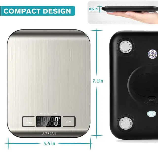 Alt view image 7 of 7 - _Mega Brand Food Scale, Digital Kitchen Scale Weight Grams and Ounces for Baking Cooking and Meal Prep, 6 Units with Tare Function, 11lb (Batteries Included)