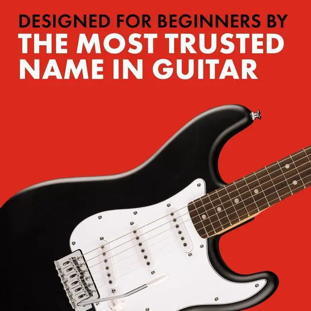 Alt view image 4 of 5 - _Mega Brand Squier Debut Series Stratocaster Electric Guitar, Beginner Guitar, with 2-Year Warranty, Includes Free Lessons, Black with Matte Finish