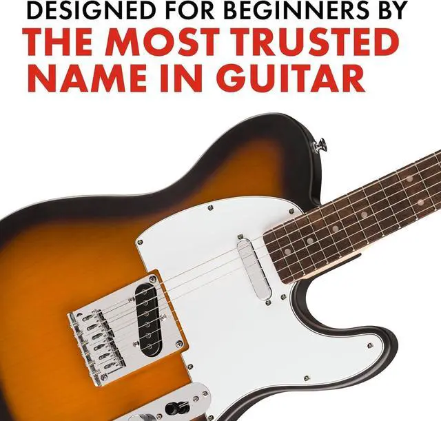 Alt view image 4 of 5 - Squier Debut Beginner Telecaster Electric Guitar, 2-Color Sunburst | Starter electric guitar, free lessons included, satin urethane finish, kids and adults