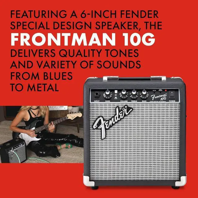 Alt view image 4 of 6 - Squier Debut Series Stratocaster Electric Guitar Kit, Beginner Guitar Kit, with, with Padded Gig Bag, Frontman 10G Amp, Strap, and More, Includes Free Lessons, Black
