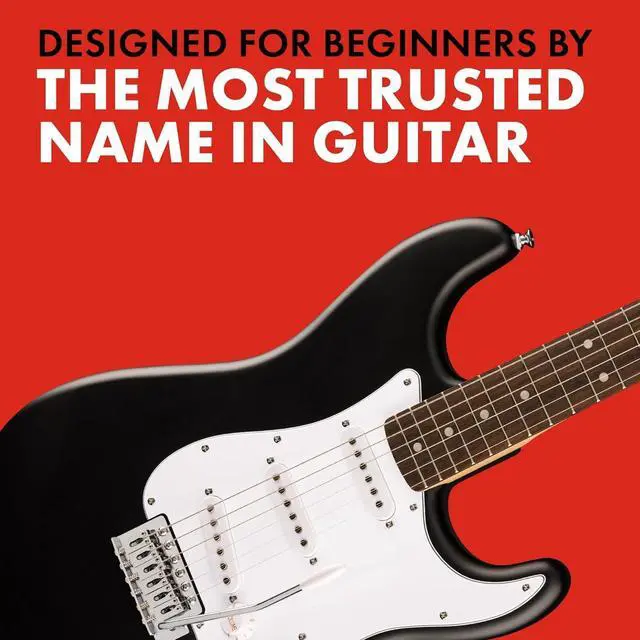 Alt view image 5 of 6 - Squier Debut Series Stratocaster Electric Guitar Kit, Beginner Guitar Kit, with, with Padded Gig Bag, Frontman 10G Amp, Strap, and More, Includes Free Lessons, Black