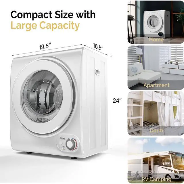 Alt view image 6 of 6 - _Mega Brand 110V Portable Clothes Dryer, High End Laundry Front Load Tumble Dryer Machine with Stainless Steel Tub & Simple Control Knob for Apartment, Dorm-850W, White
