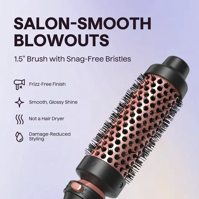 Alt view image 3 of 6 - 5 in 1 Curling Iron Set with Curling Brush and 4 Interchangeable Ceramic Curling Wand (0.35"-1.25), Wand Curling Iron Instant Heat Up, Dual Voltage Hair Curler