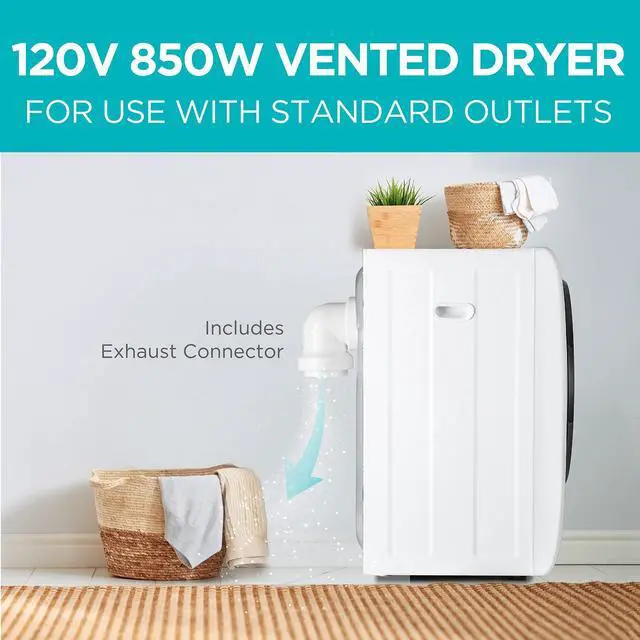 Alt view image 2 of 6 - 1.5 Cu. Ft. Compact Dryer, 5.5 lb. Capacity, 120V, BCED15 | 850W 120V Vented Electric Drying Machine with Stainless Steel Drum, Portable Dryer for Laundry for Standard Wall Outlet