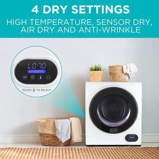 Alt view image 3 of 6 - 1.5 Cu. Ft. Compact Dryer, 5.5 lb. Capacity, 120V, BCED15 | 850W 120V Vented Electric Drying Machine with Stainless Steel Drum, Portable Dryer for Laundry for Standard Wall Outlet