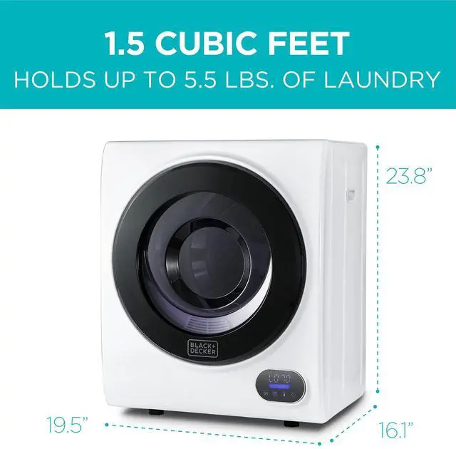 Alt view image 5 of 6 - 1.5 Cu. Ft. Compact Dryer, 5.5 lb. Capacity, 120V, BCED15 | 850W 120V Vented Electric Drying Machine with Stainless Steel Drum, Portable Dryer for Laundry for Standard Wall Outlet